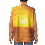 Sunset Over Sea Print Sleeveless Baseball Jersey