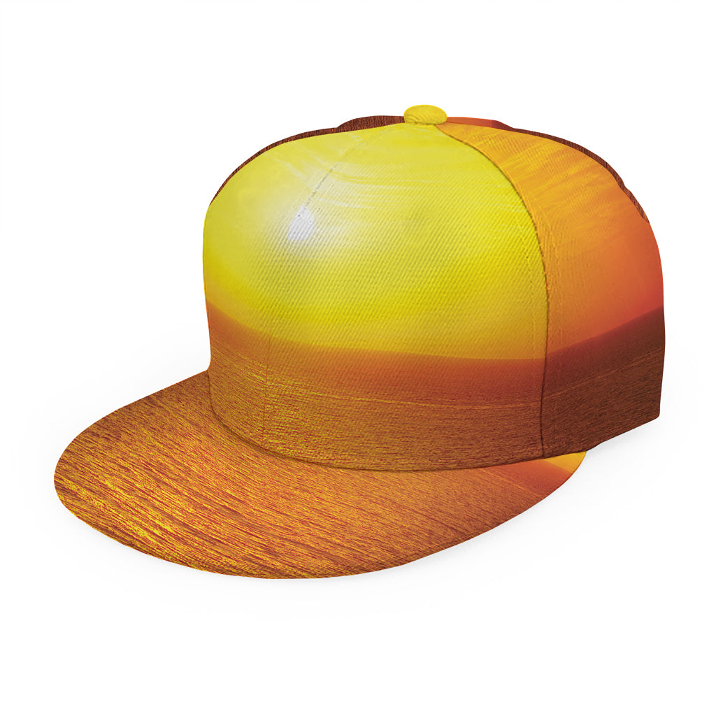 Sunset Over Sea Print Snapback Cap