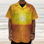 Sunset Over Sea Print Textured Short Sleeve Shirt
