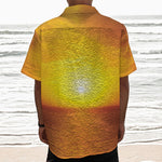 Sunset Over Sea Print Textured Short Sleeve Shirt