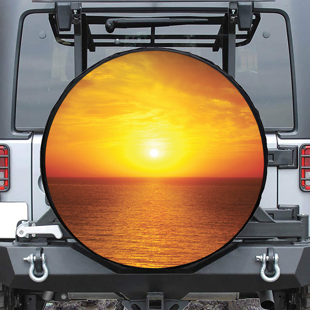Sunset Over Sea Print Tire Cover