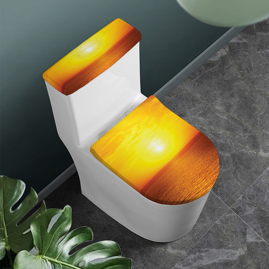 Sunset Over Sea Print Toilet Lid And Tank Cover Set