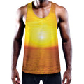 Sunset Over Sea Print Men's Workout Tank Top