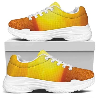 Sunset Over Sea Print White Chunky Shoes