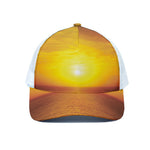 Sunset Over Sea Print White Mesh Trucker Cap