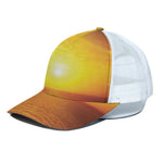 Sunset Over Sea Print White Mesh Trucker Cap