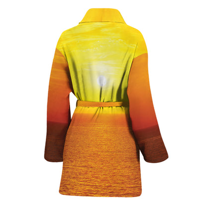 Sunset Over Sea Print Women's Bathrobe