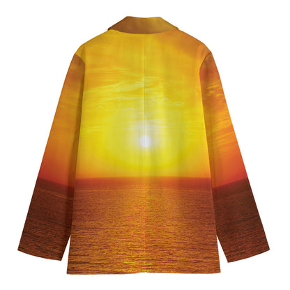 Sunset Over Sea Print Women's Blazer