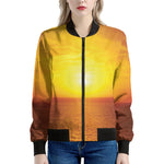 Sunset Over Sea Print Women's Bomber Jacket