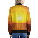 Sunset Over Sea Print Women's Bomber Jacket