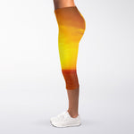 Sunset Over Sea Print Women's Capri Leggings