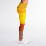 Sunset Over Sea Print Women's Capri Leggings
