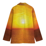 Sunset Over Sea Print Women's Cotton Blazer