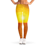 Sunset Over Sea Print Women's Leggings