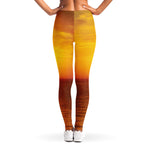 Sunset Over Sea Print Women's Leggings