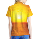 Sunset Over Sea Print Women's Polo Shirt