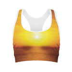 Sunset Over Sea Print Women's Sports Bra