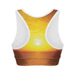 Sunset Over Sea Print Women's Sports Bra