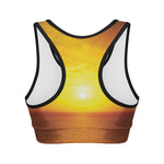 Sunset Over Sea Print Women's Sports Bra