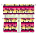 Sunset Palm Tree Pattern Print 3 Piece Kitchen Curtains