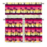 Sunset Palm Tree Pattern Print 3 Piece Kitchen Curtains