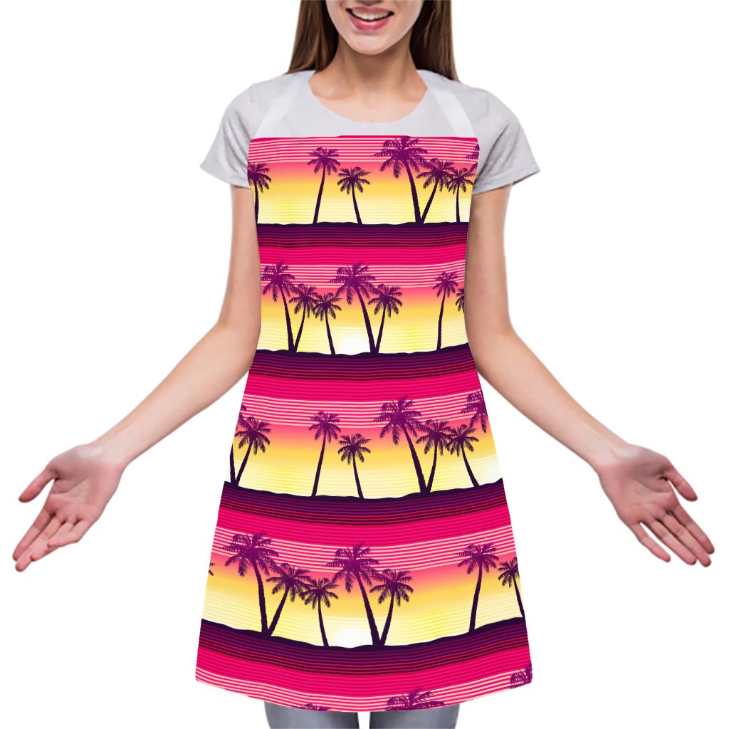 Sunset Palm Tree Pattern Print Adjustable Apron