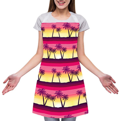 Sunset Palm Tree Pattern Print Adjustable Apron