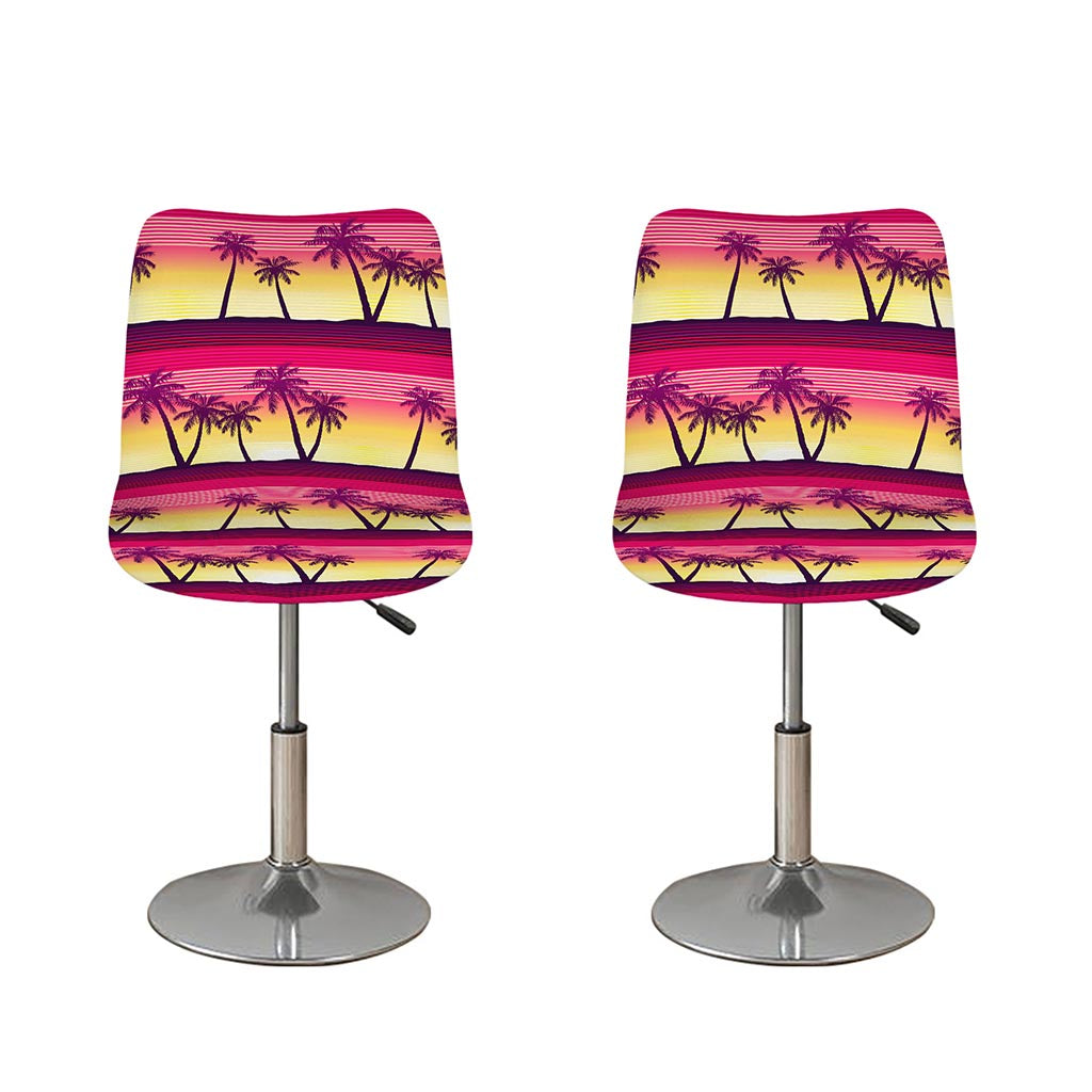 Sunset Palm Tree Pattern Print Bar Stool Covers
