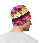 Sunset Palm Tree Pattern Print Beanie