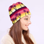 Sunset Palm Tree Pattern Print Beanie