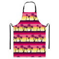 Sunset Palm Tree Pattern Print Bib Apron With Pocket