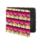 Sunset Palm Tree Pattern Print Bifold Wallet