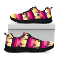 Sunset Palm Tree Pattern Print Black Running Shoes