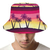 Sunset Palm Tree Pattern Print Bucket Hat
