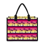 Sunset Palm Tree Pattern Print Canvas Tote Bag