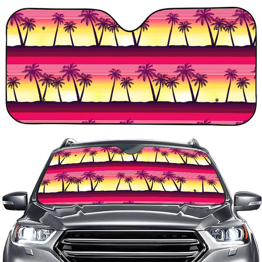 Sunset Palm Tree Pattern Print Car Windshield Sun Shade