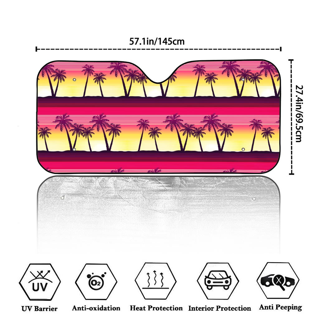 Sunset Palm Tree Pattern Print Car Windshield Sun Shade