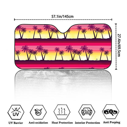 Sunset Palm Tree Pattern Print Car Windshield Sun Shade