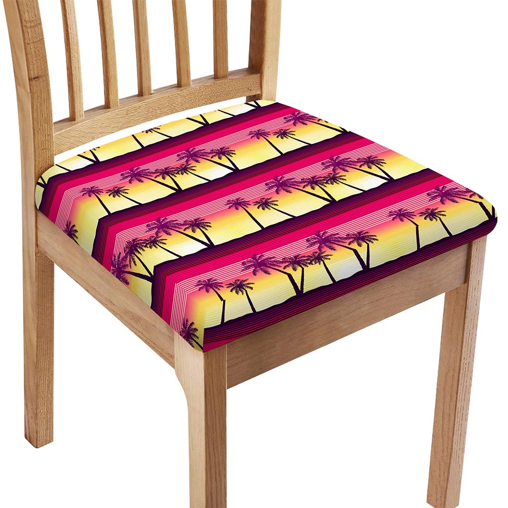 Sunset Palm Tree Pattern Print Chair Cushion Cover