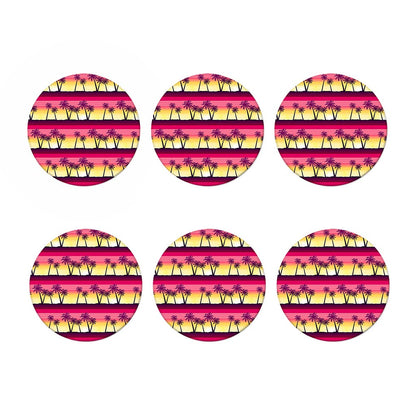 Sunset Palm Tree Pattern Print Coaster Set