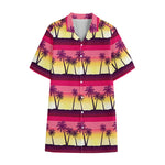 Sunset Palm Tree Pattern Print Cotton Hawaiian Shirt