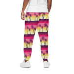 Sunset Palm Tree Pattern Print Cotton Pants