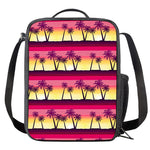 Sunset Palm Tree Pattern Print Crossbody Lunch Bag