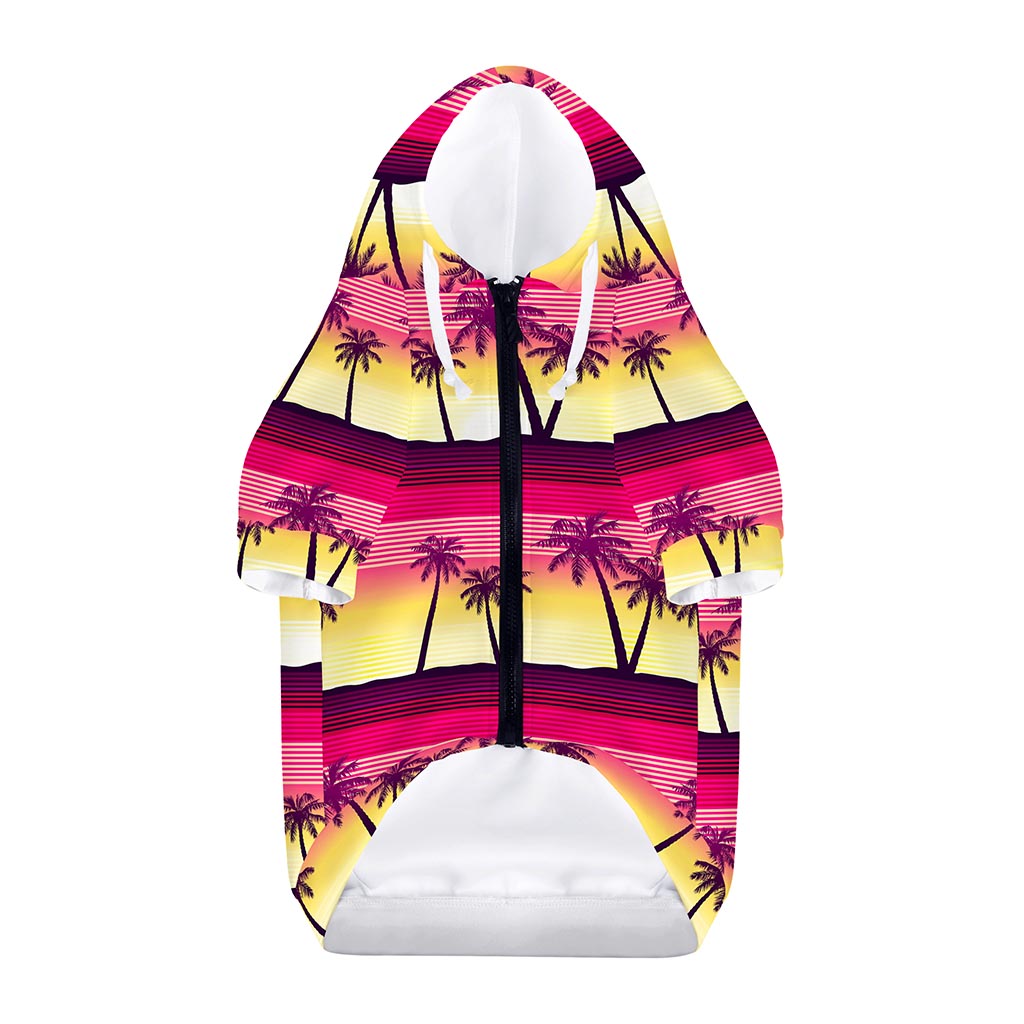 Sunset Palm Tree Pattern Print Dog Zip Up Hoodie