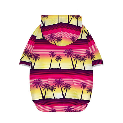 Sunset Palm Tree Pattern Print Dog Zip Up Hoodie