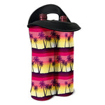 Sunset Palm Tree Pattern Print Double Neoprene Wine Tote