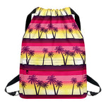 Sunset Palm Tree Pattern Print Drawstring Backpack
