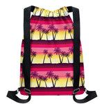 Sunset Palm Tree Pattern Print Drawstring Backpack