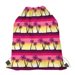 Sunset Palm Tree Pattern Print Drawstring Bag