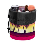 Sunset Palm Tree Pattern Print Drawstring Makeup Bag